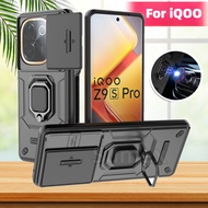 Shockproof Hard Casing Phone For Vivo iQOO Z9S iQOOZ9S Pro 2024 5G Car Magnetic Holder Stand Ring Br