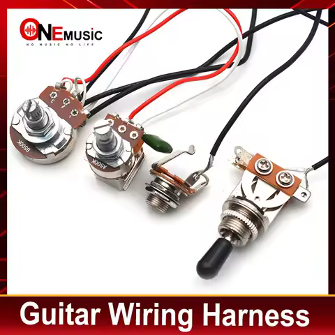 Guitar Switch Wiring Harness Prewired V/T Knob B500K Big Pots A500K Push-Pull Pots 3-Way Toggle Swit