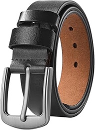 Men's Belt Leather Black Leather Belt 37 mm Width 130 cm / 42 Inches to 45 Inches Waist Adjustable