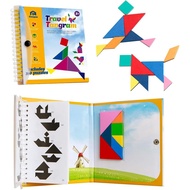 Coogam Travel Tangram Puzzle - Magnetic Pattern Block Book Road Trip Game Jigsaw Shapes Dissection S