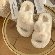 [Furry Slippers] Outer Wear Thick-Soled Furry Shoes Plush Home Slippers