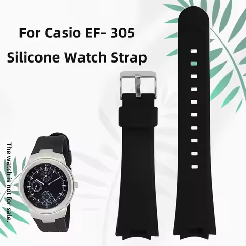 For Casio EDIFICE Series EAW-EF-305 Silicone Watch Strap ef305 Black Sports Waterproof Watch Band Me