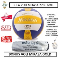 PAKET BOLA VOLI MIKASA 2200 NET VOLLI MIKASA GOLD  bola mikasa size 5 bola volley