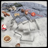 [8C15] 1 Pcs Christmas Tree Shape Stainless Perforated Seamless Tart Ring Quiche Ring Tart Pan Pie T