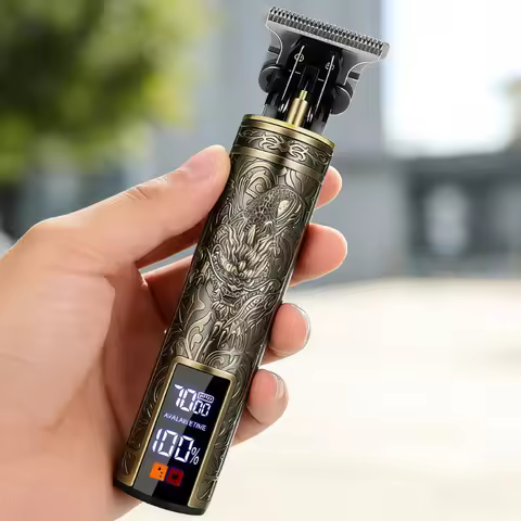 Vintage T9 Hair Clipper 0mm Cordless Electric Hair Cutting Machine Precision Shaver Rechargeable Pro