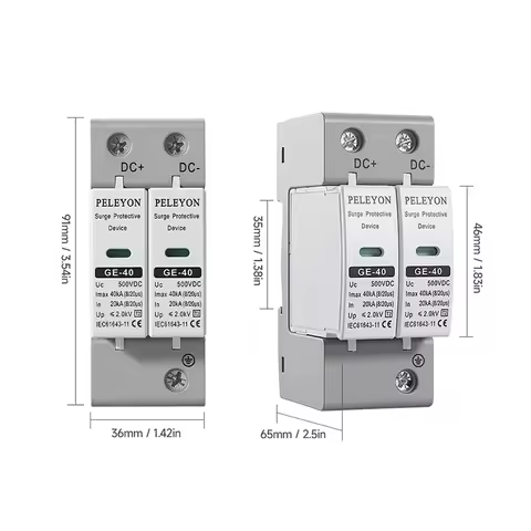 PELEYON 1PC 10KA~20KA SPD DC600/800/1000V 20KA~40KA cambered House Surge Protector Protective Low-vo