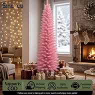 Pink Pencil Christmas Tree 4-7ft - Slim Artificial Xmas Tree w/ Stand, DIY Decor for Home