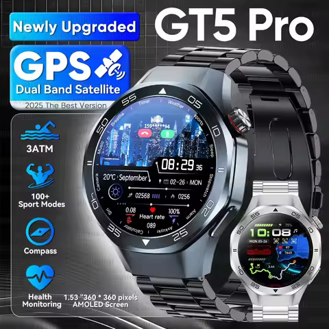 2025 New Outdoors Sports DT5 Smart Watch GPS Positioning Compass 3ATM Waterproof HD AMOLED Screen Bl