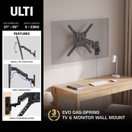 ULTI Evo Gas Spring Full Motion TV & Monitor Wall Mount | 21–55 Inch Screens | VESA 400x400mm | Up t