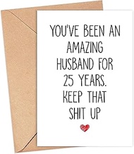 Averaze 25 Year Anniversary Card For Husband - 25th Anniversary Card For Him - 25 Years Married Card