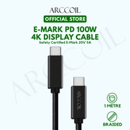 Arccoil 100W PD Cable Emark USB 3.1 Gen 2 SuperSpeed+ with 4K DisplayPort over Type-C