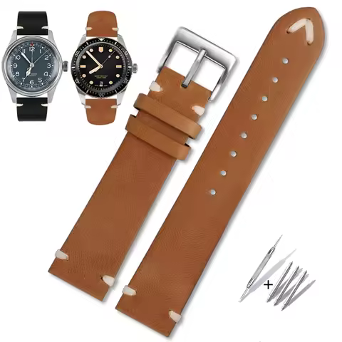 18mm 20mm 22mm Replica Leather Watch Strap Omega Hippocampus 300/150/600 Speedmaster Male Suitable f