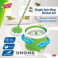 3M Scotch Brite Compact Single Bucket Microfiber Spin Mop Set, Refill Available, Cleans, Kitchen, Home Office