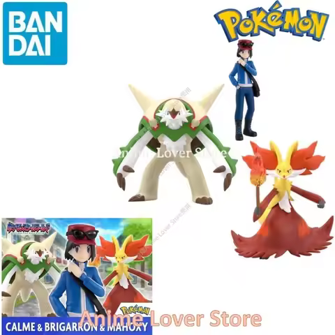 IN STOCK Bandai Original Scale World POKEMON Kalos Region Calem Chesnaught Delphox Anime Figures Toy