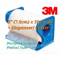 3M Micropore Surgical Medical Tape 3 Inch 7.5cm + Dispenser 1 Roll Original