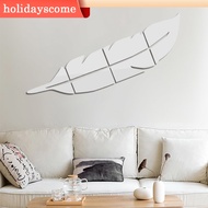 【Hclm】1/2 Feather 3D Mirror Wall Sticker home decor Living Room bedroom Art Home