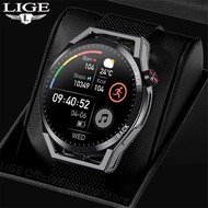 LIGE นาฬิกาสมาร์ทวอทช์สำหรับผู้ชาย,สมาร์ทวอท์ชโทรออกได้รองรับ NFC มีบลูทูธรับสายได้สำหรับนาฬิกาดิจิตอลวัดความดันโลหิตแบบใหม่