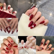 【New Year's Fake Nails】2026 Trend 24Pcs Fake Nails French Ballerina Fake Nail Long Nail Fake Nails S