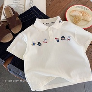 Children Summer Short-Sleeved Cartoon Korean Version polo Shirt Clothing Boys Girls All-Match Cute L