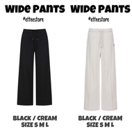 Wide Pants for Men and Women Black Cream ET.TEE Wide-leg Pants with thick felt drawstring and elasti