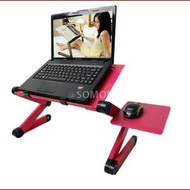 鋁合金可調節床上電腦桌 電腦檯 | 散热笔记本电脑桌 | 笔记本支架 | 平板 床上桌铝合金电脑桌 | 折叠小桌子-玫红 / 标准散热孔+鼠标板