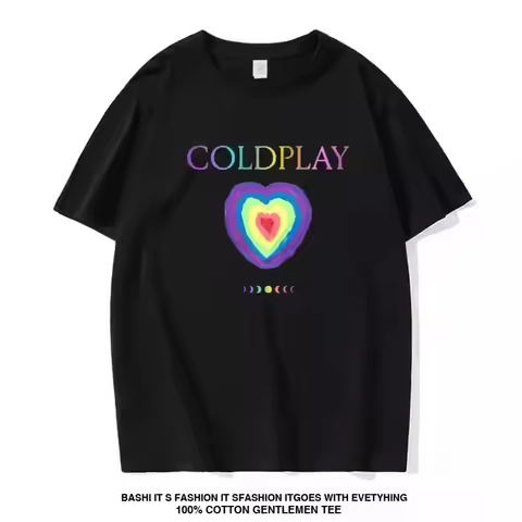 ColdPlay Short Sleeve Men and Women 2025 New Summer Classic Rock Punk High Street Vintag Cotton T-sh