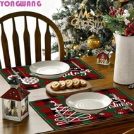 YONGWANG66HR 4pcs Christmas Placemat, Lattice Heat Resistant Table Mat, Kitchen Decoration Rectangul