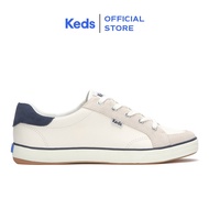 Keds Women's Center III Leather/Suede Sneaker Snow White/Navy (WH68640)