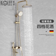 Gold Shower Faucet Set for Home Use, All Copper Body, European Style Bathroom Shower, Thermostatic F