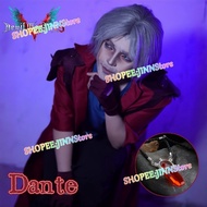 -JINN-Game DMC5 DANTE Cosplay DEVIL MAY CRY Cosplay Red Coat Uniforms Necklace Set Anime Carnival Ou