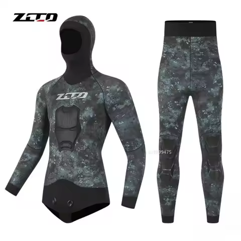 ZCCO 5mm Wetsuit Men Spearfishing Premium Camouflage Neoprene Wetsuit Pant Top Surf Suits Scuba Divi