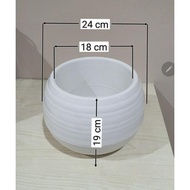 Pot bunga plastik unik pot bola pot plastik putih /size 25/pot bola