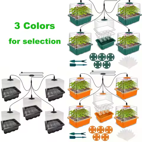 4/5/6pcs 12-hole lamp-equipped elevated cover seedling box set with 3 types of light for seedling in