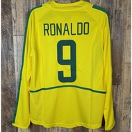 2002-BRAZIL long sleeve RONALDO RIVALDO RONALDINHO R.CARLOS KAKA Top Quality Retro Jersey Kit custom