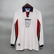 England 1996 1998 2002 ENG Home Long Sleeve Retro Soccer Jersey Football