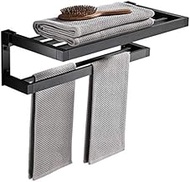 Towel Holder Modern Space Aluminum Towel Rack 2 Tiers Foldable Bathroom Towel Holder Wall Towel Stan