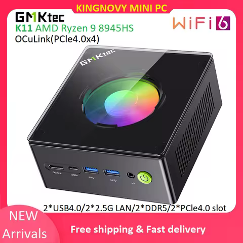 GMKtec Mini PC OCuLink K11 Nucbox AMD Ryzen 9 8945HS 2*USB4 2*DDR5 2*PCIe 2*2.5G LAN RGB Gamer Compu