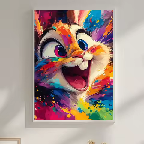 5D DIY Diamond Painting Colorful Cartoon Rabbit Diamond Painting Children's DIY Handcrafted Decorati