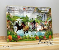 Tranh tráng gương ngựa mã đáo thành công trường thọ vạn hoa treo tường MQC213