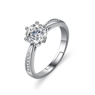 LOVETIA Cincin Perak Asli 925 Cincin Wanita Berlian Moissanite Wedding Ring 0.5 Ct Sertifikat GRA BT