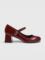 <809>Cider Patent Leather Chunky Heeled Mary Jane Shoes