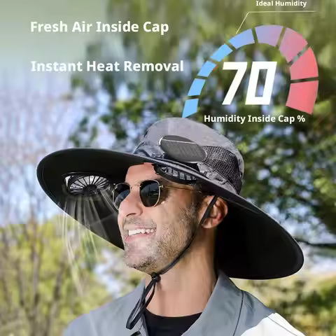 Outdoor Fishing Hat With Solar USB Charging Fan Male Cooling Hat Sunshade Fishing Hat For Outdoor Ri