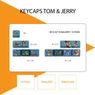 Bộ keycaps Tom&Jerry vui nhộn 10 phím | keycaps PBT | Keycaps OEM | Keycaps bàn phím cơ
