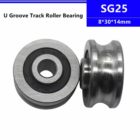 10pcs SG25 8*30*14mm U Groove Bearing Steel Pulley Track Guide Roller Ball Bearing wheel 8x30x14 mm