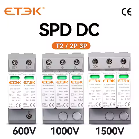ETEK DC SPD House Surge Protective Device 2P 3P 600V 1000V 1500V Type PV 20-40KA Protector Arrester 