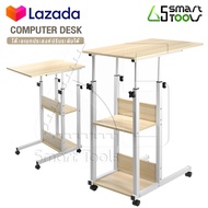 InnHome โต๊ะ โต๊ะคอม โต๊ะข้างเตียง โต๊ะทำงาน โต๊ะวางโน๊ตบุ๊ค ปรับระดับความสูงได้ พร้อมล้อเลื่อนหมุนไ