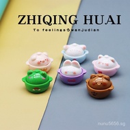 Independent blind bag small clay pot with openable lid, cute cartoon animal model figurine, pretend 