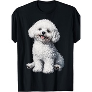 Retro Bichon Frise T-Shirt - Vintage Bichon Dog Graphic Tee with Round Neck, Machine Washable Suitab