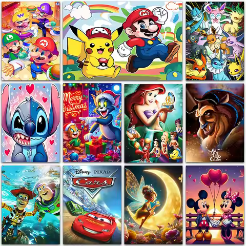Disney Diamond Painting kits Pokemon Pikachu Super Mario Hello Kitty Home Decor Full Square&Round mo