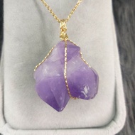 amethyst stone pendant enclosed with 10k gold